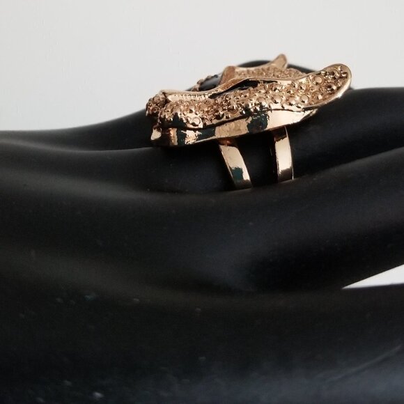 Lion Panther Cat Gold Tone Ring Size 6 Unisex New - Picture 5 of 16